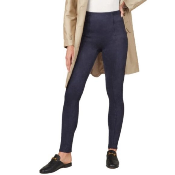 Spanx Navy Faux Suede Leggings Size XL - Picture 1 of 13